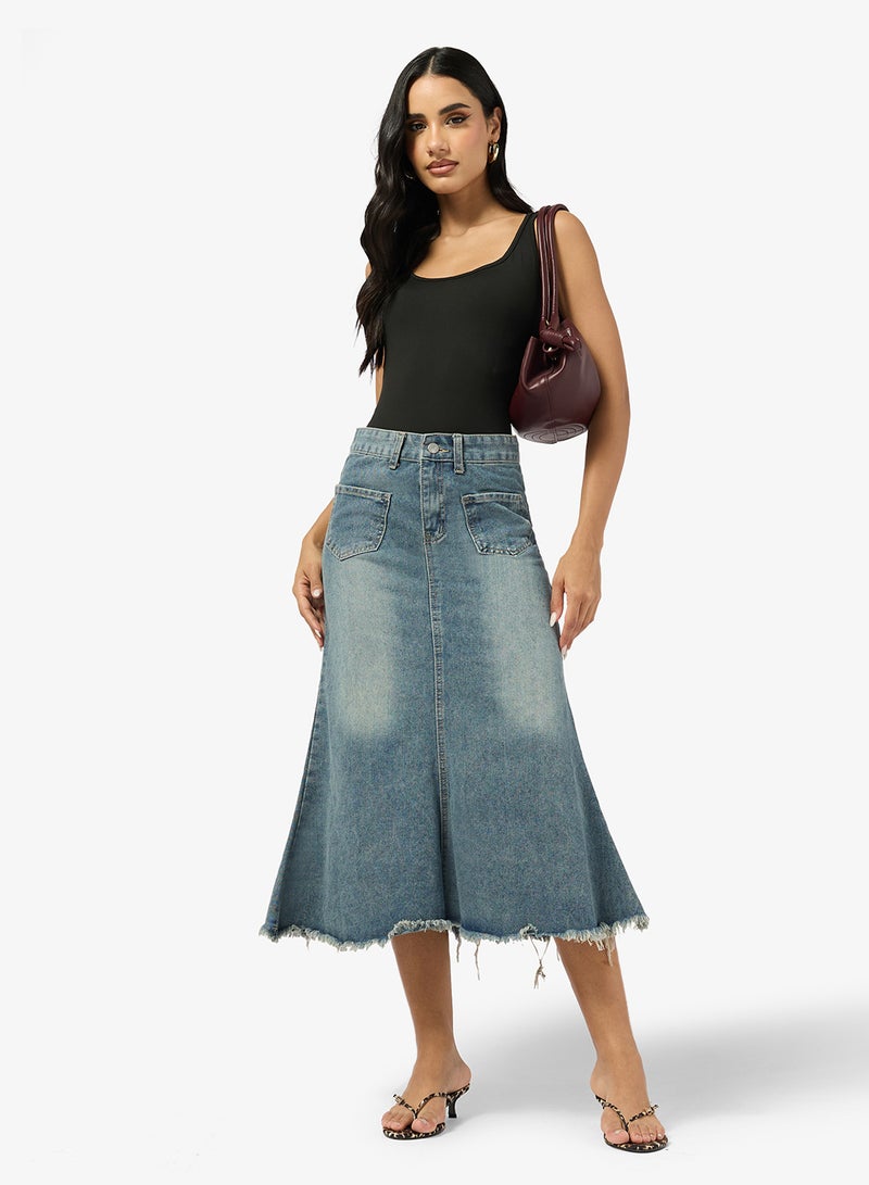 Ginger Denim Mermaid Midi Skirt - Image 4